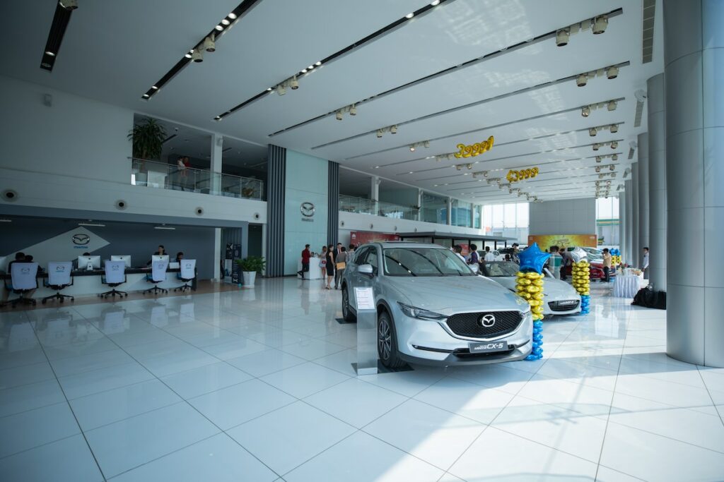 Lobby of a car dealership