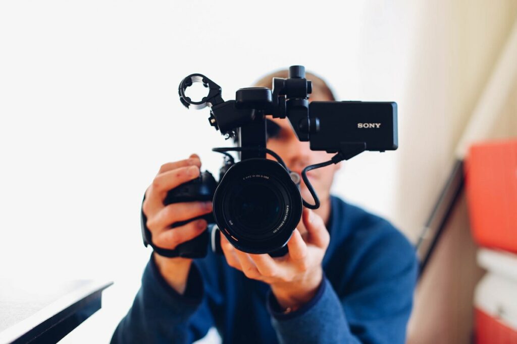 Videographer recording