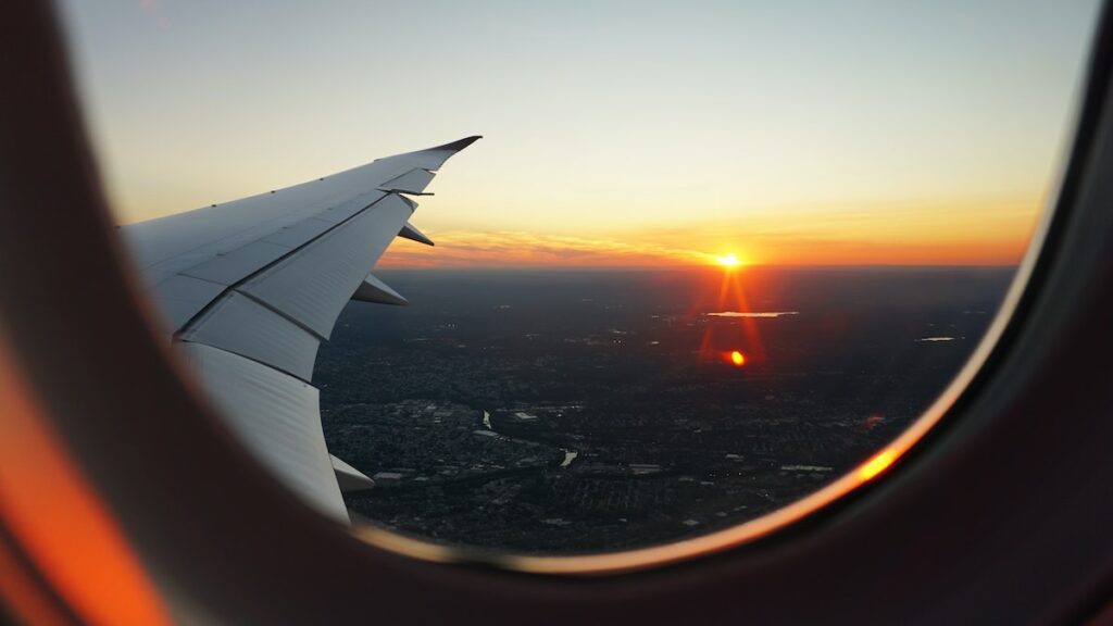 View from an airplane in flight